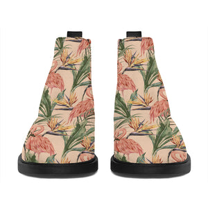 Vintage Flamingo Pattern Print Flat Ankle Boots