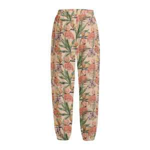 Vintage Flamingo Pattern Print Fleece Lined Knit Pants