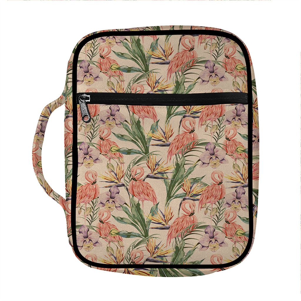 Vintage Flamingo Pattern Print Front Pocket Bible Bag