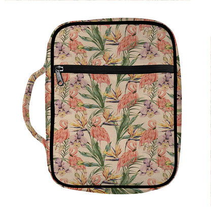 Vintage Flamingo Pattern Print Front Pocket Bible Bag