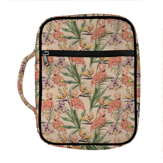 Vintage Flamingo Pattern Print Front Pocket Bible Bag