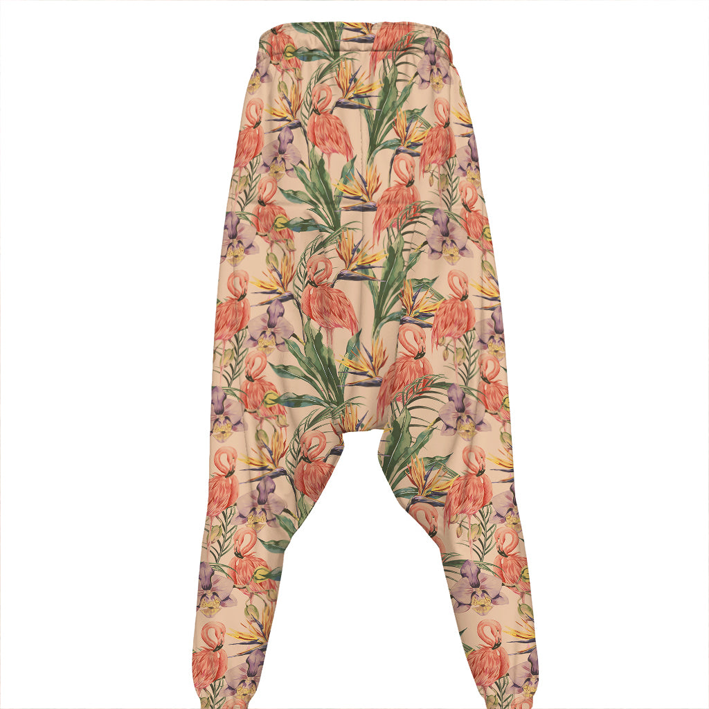 Vintage Flamingo Pattern Print Hammer Pants