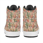 Vintage Flamingo Pattern Print High Top Leather Sneakers