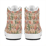 Vintage Flamingo Pattern Print High Top Leather Sneakers