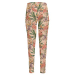 Vintage Flamingo Pattern Print High-Waisted Pocket Leggings
