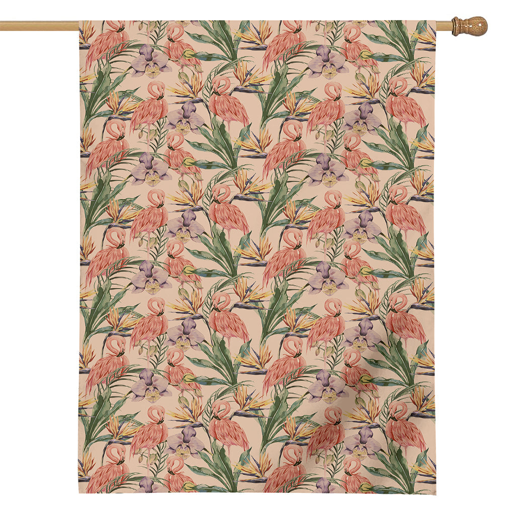 Vintage Flamingo Pattern Print House Flag