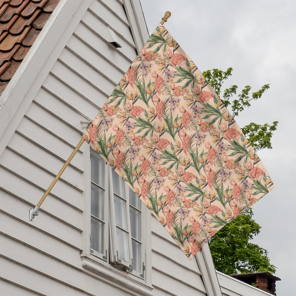 Vintage Flamingo Pattern Print House Flag