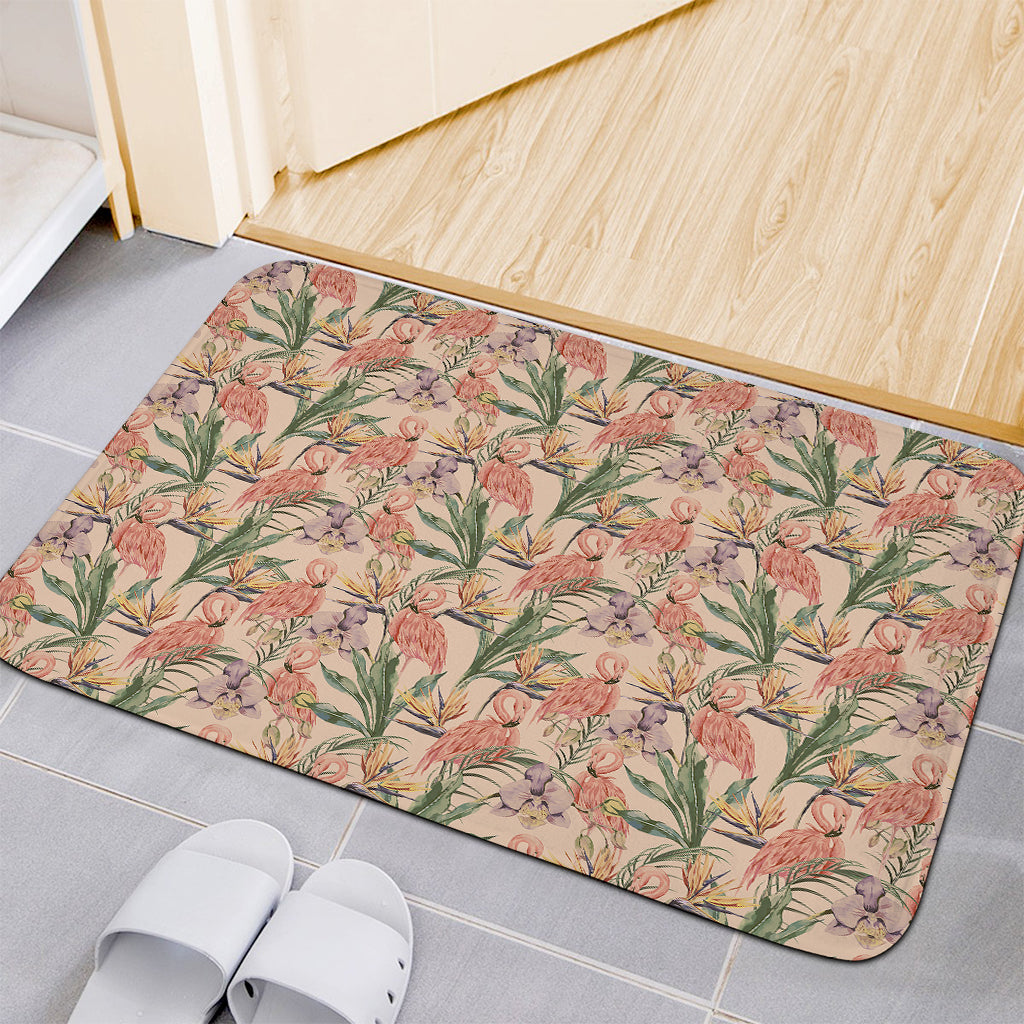 Vintage Flamingo Pattern Print Indoor Door Mat