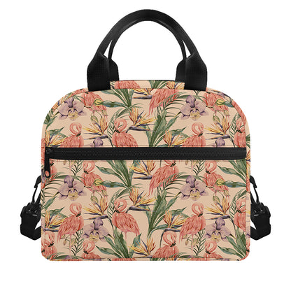 Vintage Flamingo Pattern Print Insulated Lunch Bag