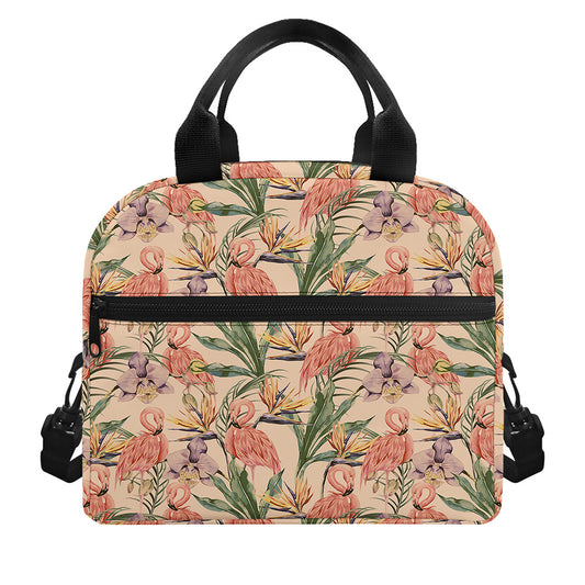 Vintage Flamingo Pattern Print Insulated Lunch Bag