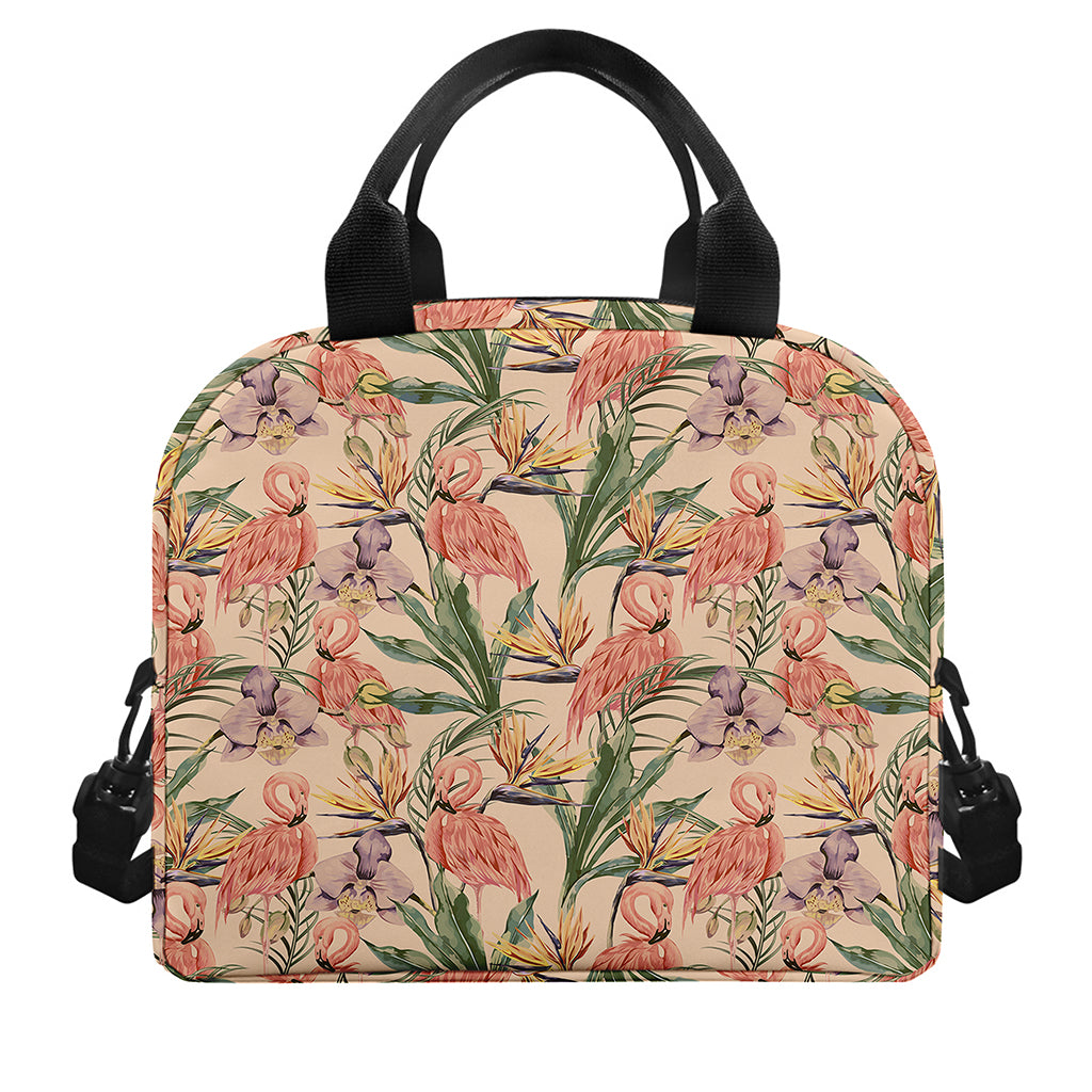 Vintage Flamingo Pattern Print Insulated Lunch Bag