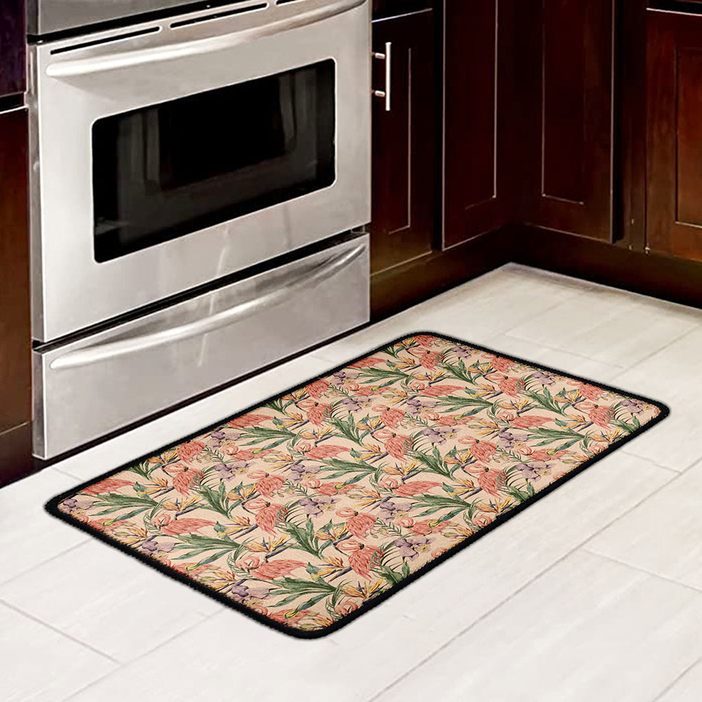 Vintage Flamingo Pattern Print Kitchen Mat