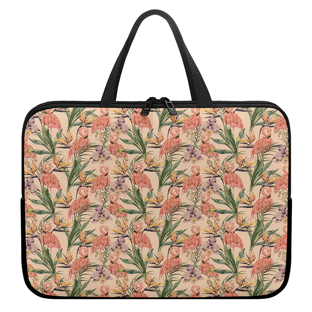 Vintage Flamingo Pattern Print Laptop Sleeve With Handle