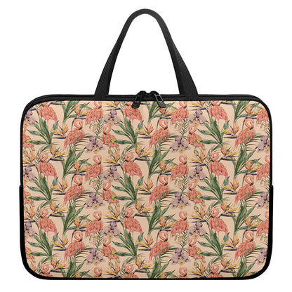 Vintage Flamingo Pattern Print Laptop Sleeve With Handle