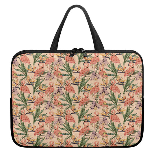Vintage Flamingo Pattern Print Laptop Sleeve With Handle