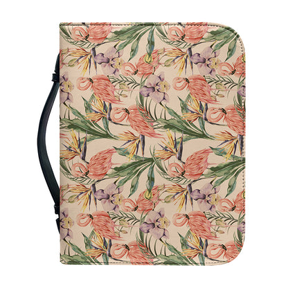 Vintage Flamingo Pattern Print Leather Bible Cover