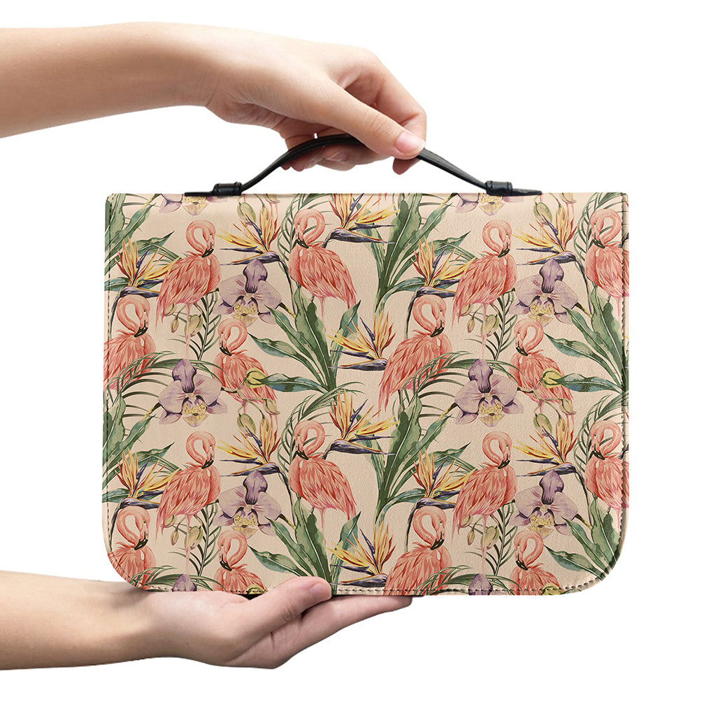 Vintage Flamingo Pattern Print Leather Bible Cover