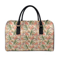 Vintage Flamingo Pattern Print Leather Duffel Bag