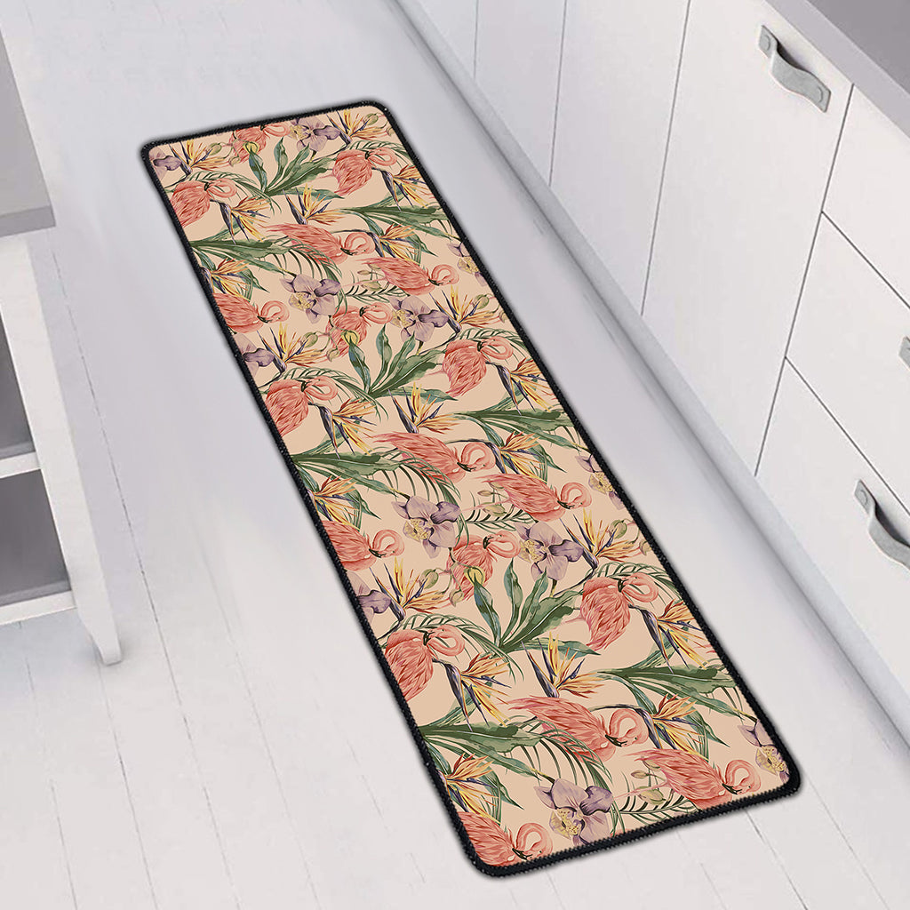 Vintage Flamingo Pattern Print Long Kitchen Mat