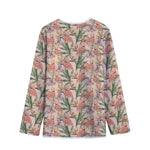 Vintage Flamingo Pattern Print Long Sleeve Short Coat