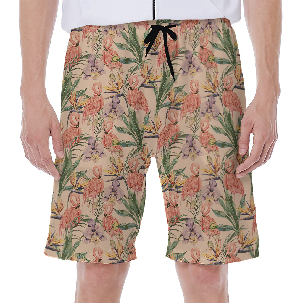 Vintage Flamingo Pattern Print Men's Beach Shorts