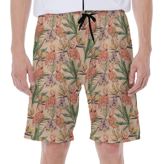 Vintage Flamingo Pattern Print Men's Beach Shorts