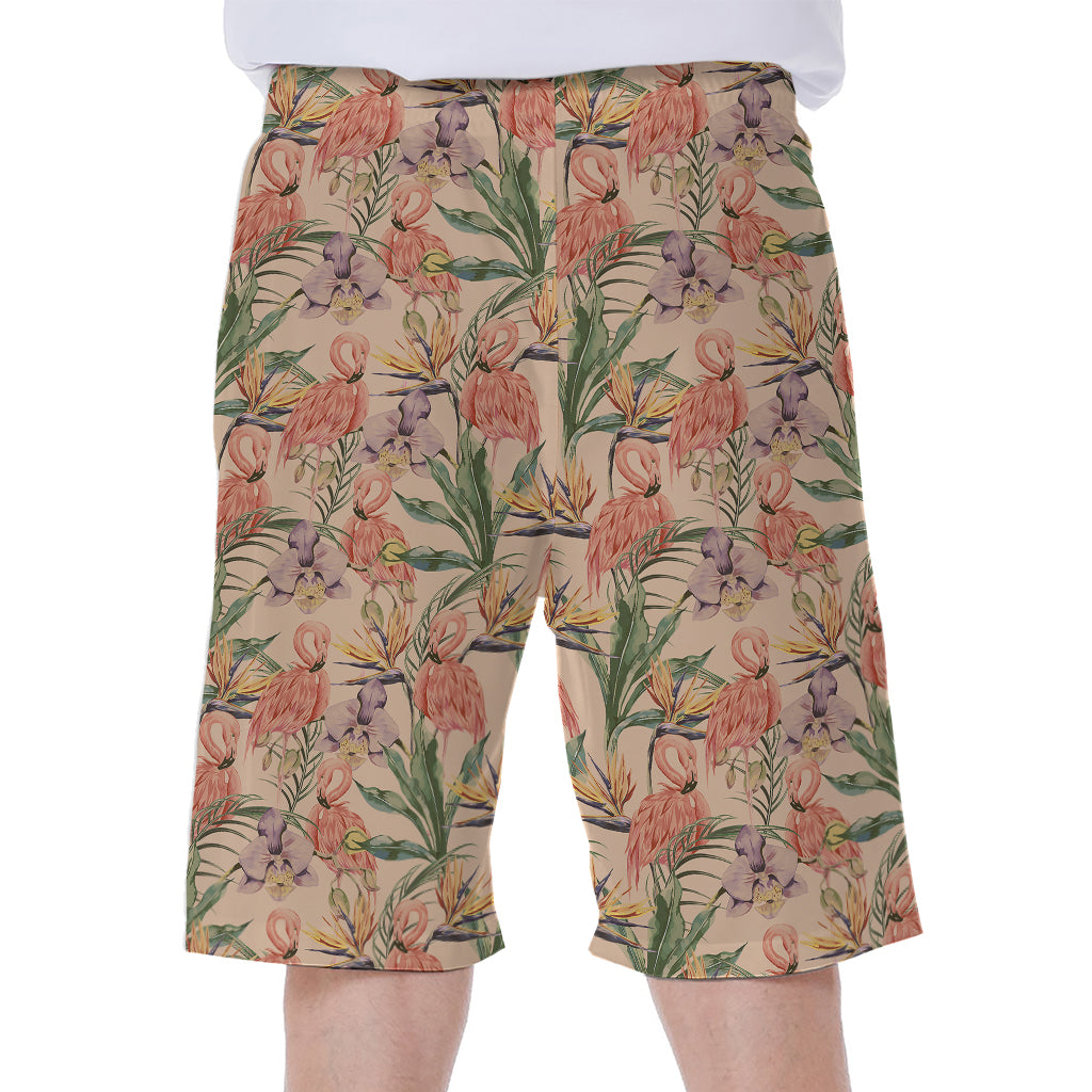 Vintage Flamingo Pattern Print Men's Beach Shorts