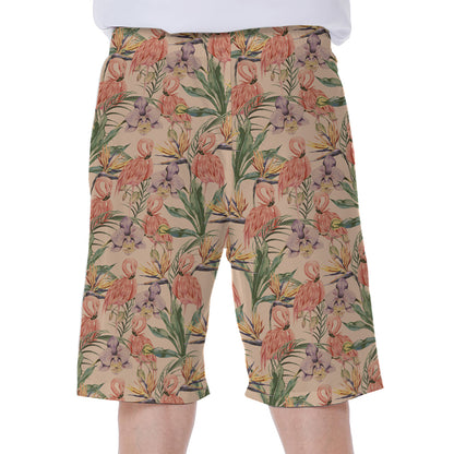 Vintage Flamingo Pattern Print Men's Beach Shorts