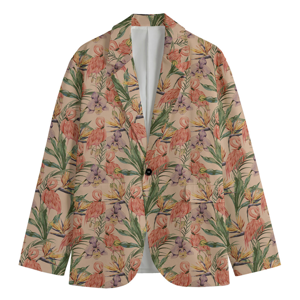 Vintage Flamingo Pattern Print Men's Blazer