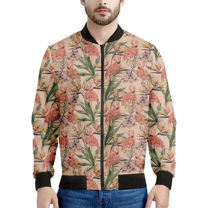 Vintage Flamingo Pattern Print Men's Bomber Jacket