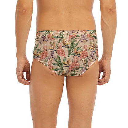 Vintage Flamingo Pattern Print Men's Briefs