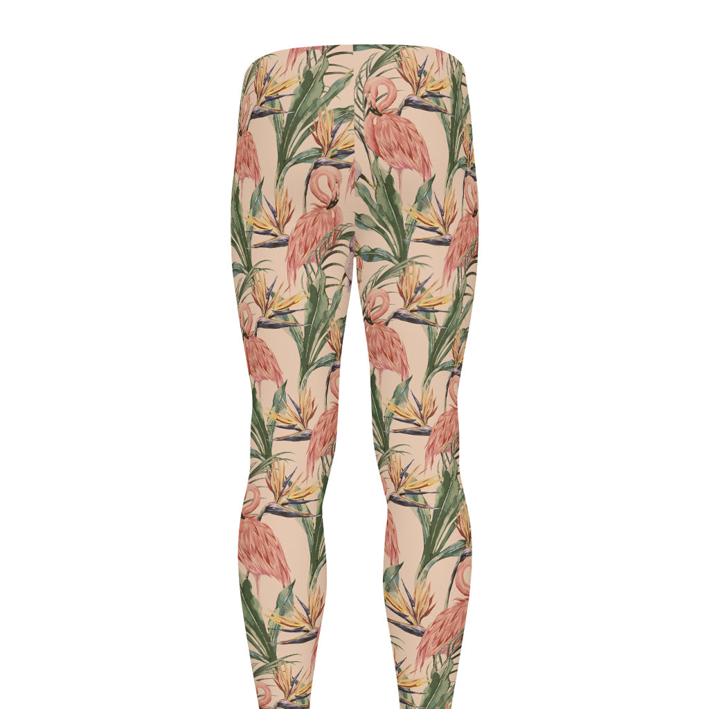 Vintage Flamingo Pattern Print Men's leggings