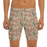 Vintage Flamingo Pattern Print Men's Long Boxer Briefs