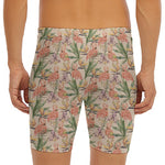 Vintage Flamingo Pattern Print Men's Long Boxer Briefs