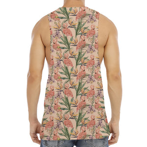 Vintage Flamingo Pattern Print Men's Muscle Tank Top