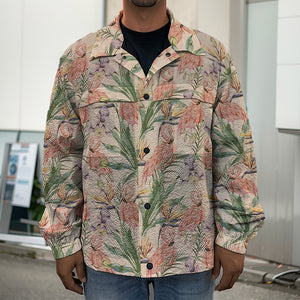 Vintage Flamingo Pattern Print Men's Shirt Jacket