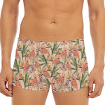 Vintage Flamingo Pattern Print Men's Short Boxer Briefs