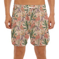 Vintage Flamingo Pattern Print Men's Split Running Shorts