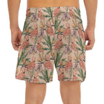 Vintage Flamingo Pattern Print Men's Split Running Shorts