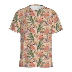 Vintage Flamingo Pattern Print Men's Sports T-Shirt