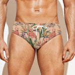 Vintage Flamingo Pattern Print Men's Swim Briefs