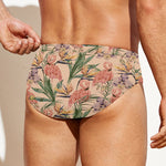 Vintage Flamingo Pattern Print Men's Swim Briefs