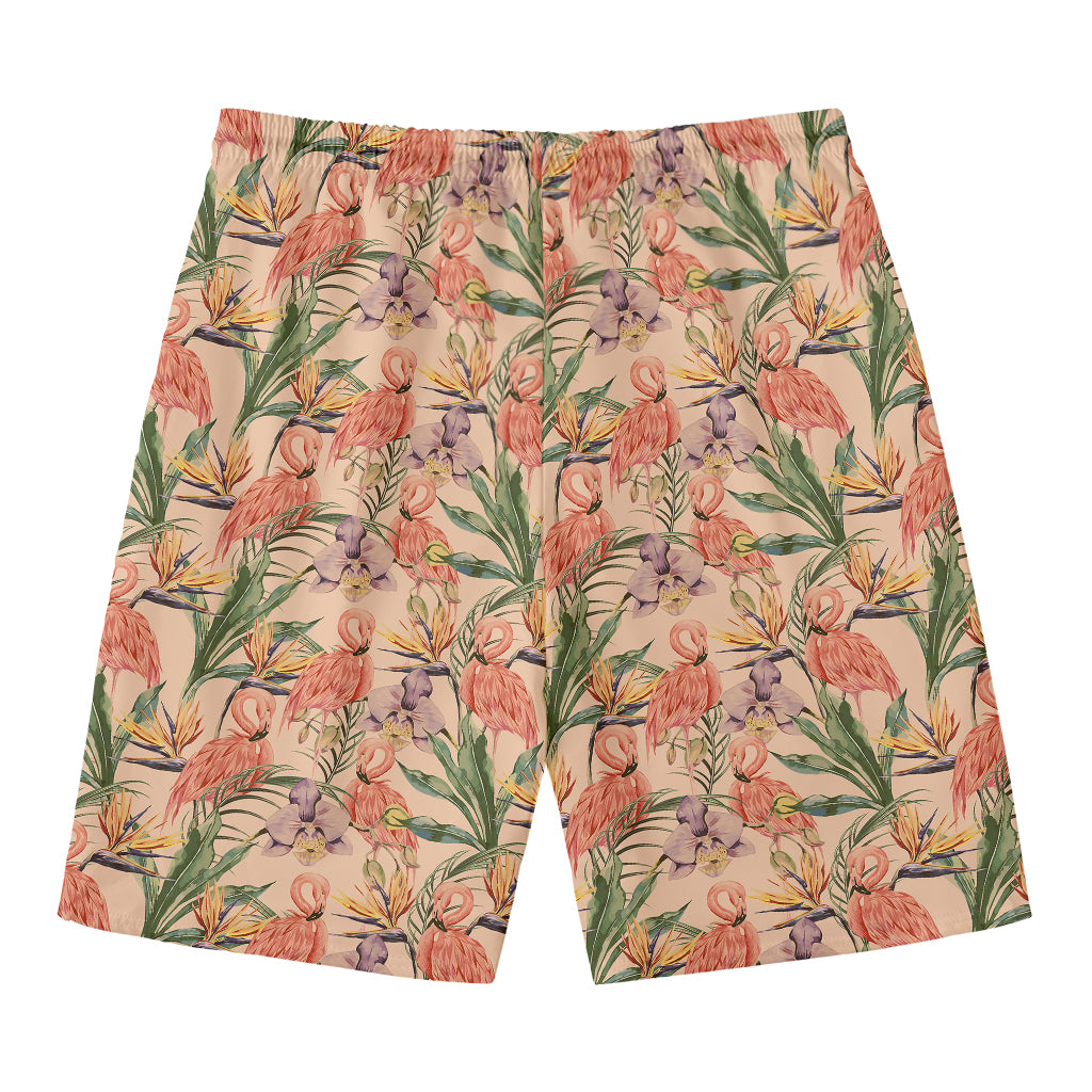 Vintage Flamingo Pattern Print Men's Swim Trunks