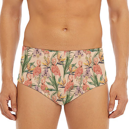 Vintage Flamingo Pattern Print Men's Triangle Swim Briefs