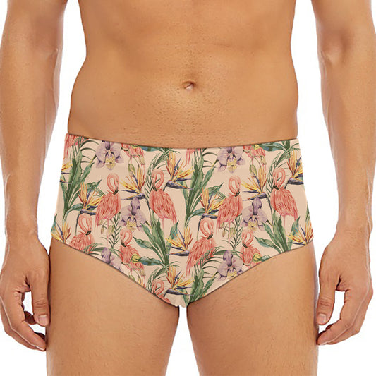 Vintage Flamingo Pattern Print Men's Triangle Swim Briefs