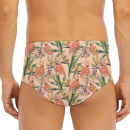 Vintage Flamingo Pattern Print Men's Triangle Swim Briefs