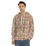 Vintage Flamingo Pattern Print Men's Velvet Pullover Hoodie