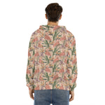 Vintage Flamingo Pattern Print Men's Velvet Pullover Hoodie