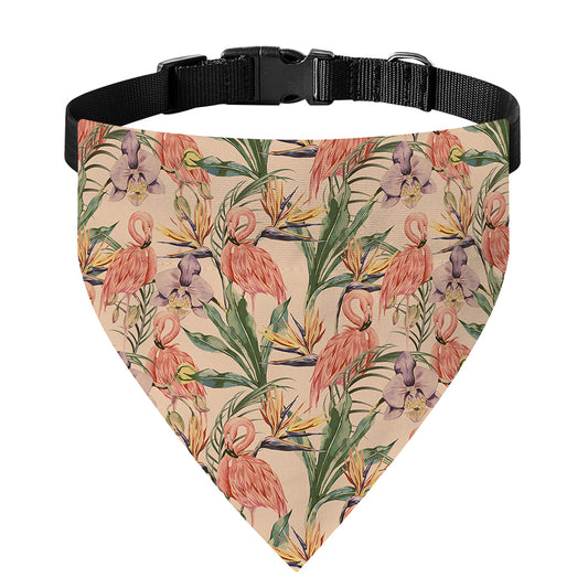 Vintage Flamingo Pattern Print Over The Collar Dog Bandana