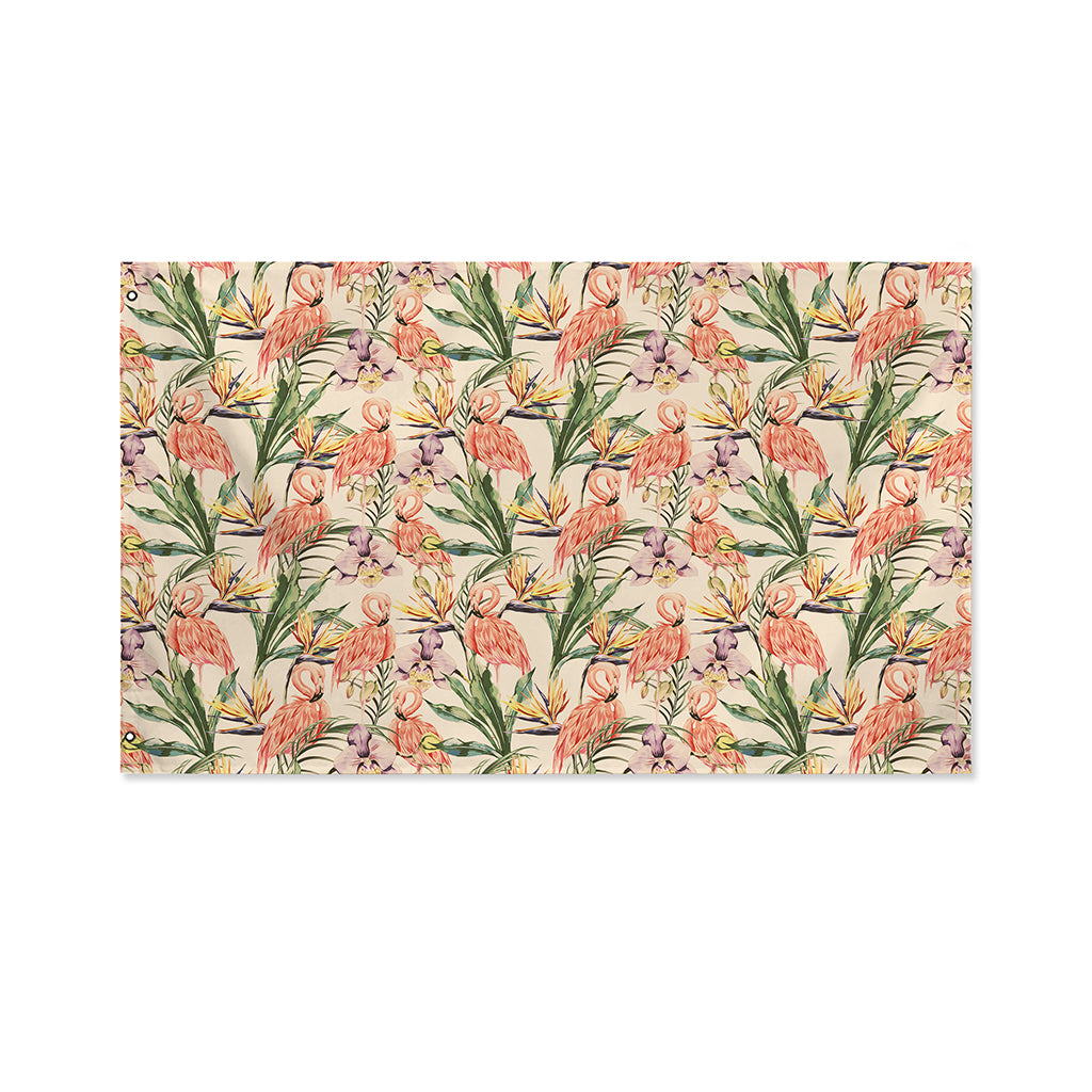 Vintage Flamingo Pattern Print Polyester Flag